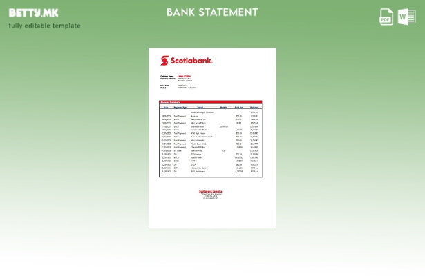 Модерен стил Шаблон за зборови за изјава на Јамајка Шкотска банка
