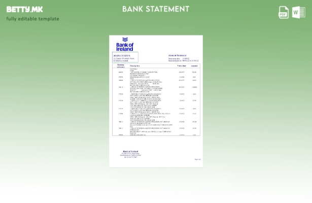 Модерен стил Шаблон за зборови за изјава на Ирска Банка на Ирска