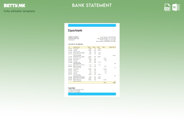 Модерен стил Шаблон за зборови за изјава на Чешка Equabank