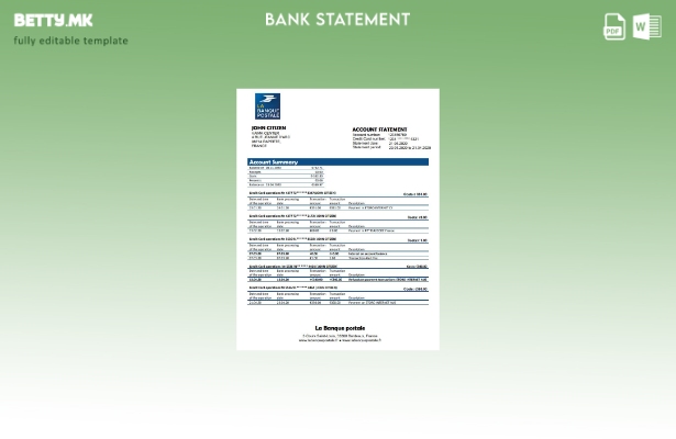 Модерен стил Шаблон за зборови од банкарски изводи France La Banque Postale