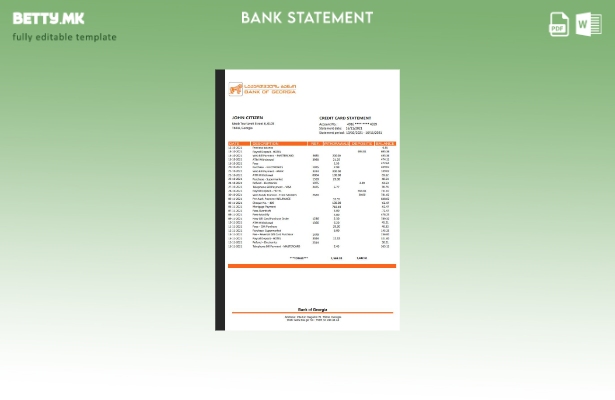 Модерен стил Шаблон за извод од Грузија Банка на Грузија