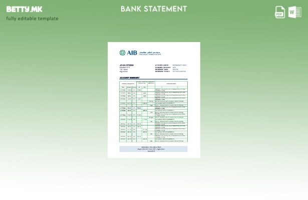 Модерен стил Шаблон за извод од банка на Авганистанската меѓународна банка (АИБ)