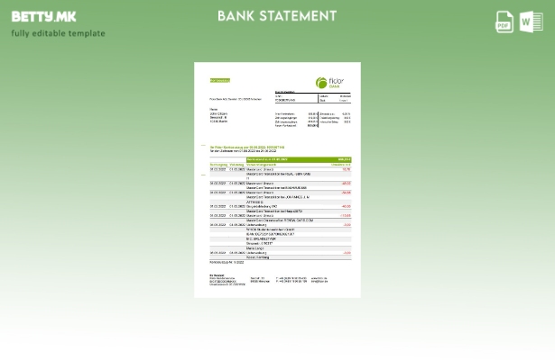 Модерен стил Шаблон за извод од банка на Германија Фидор