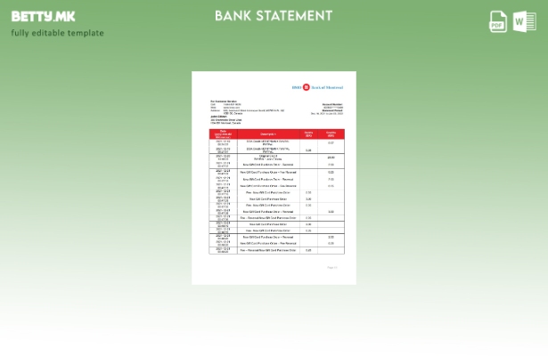 Модерен стил Шаблон за извод од банка на Канада Банка на Монтреал
