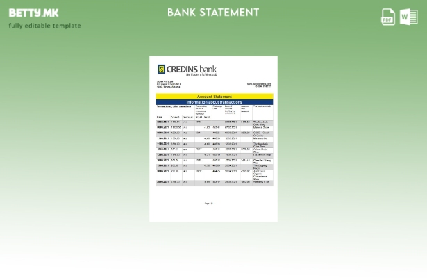 Модерен стил Шаблон за извод од банка Credins на Албанија