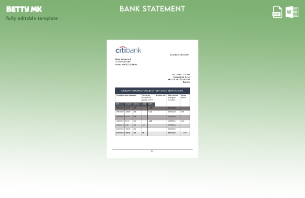 Модерен стил Шведска Ситибанк шаблон за извод од банка