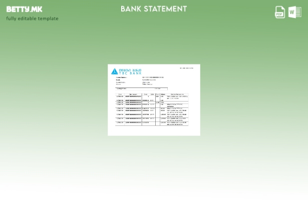 Модерен стил на Џорџија TBC банка шаблон за изјава за доказ за адреса во шаблон