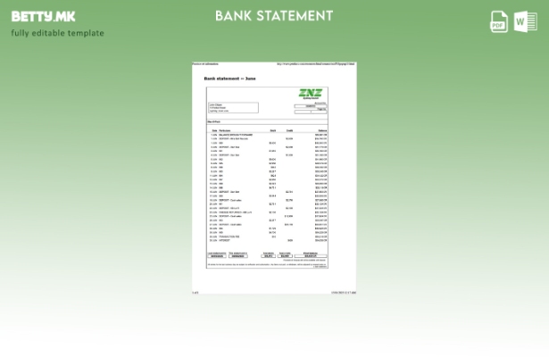 Модерен стил на Австралија ZNZ шаблон за збор за извод од банка