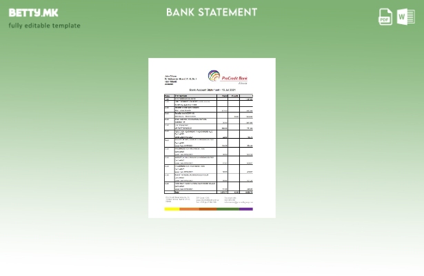 Модерен стил на Албанија Шаблон за извод од банка ПроКредит