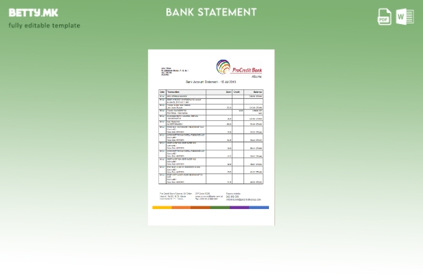 Модерен стил на Албанија Шаблон за извод од банка Прокредит 1
