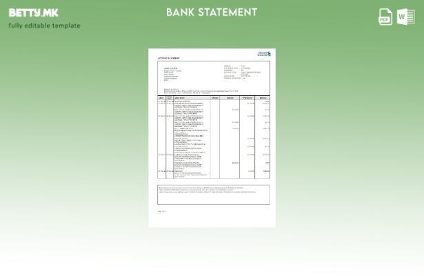 Модерен стил на Индија Стандарден чартер шаблон за збор за извод од банка