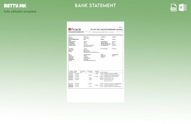 Модерен стил на Индија Finacle шаблон за извод од банка