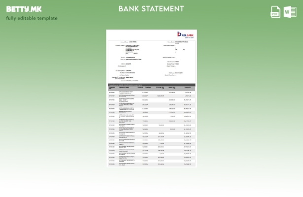 Модерен стил на Индија RBL шаблон за збор страници за извод од банка