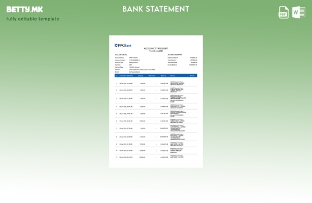 Модерен стил на Камбоџа PPCBank шаблон за зборови за извод на сметката