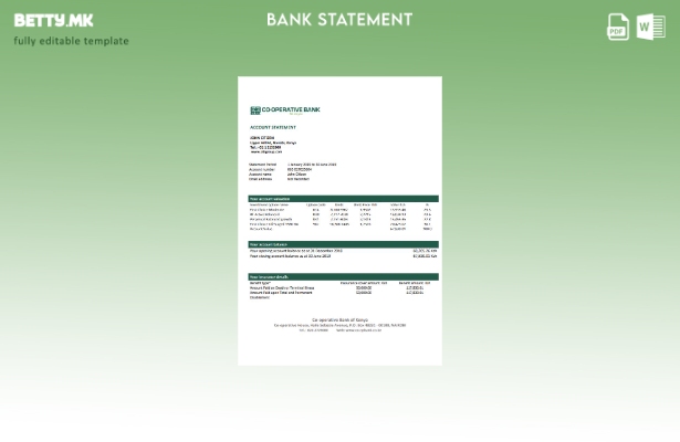 Модерен стил на Кенија Кооперативна банка за доказ за изјава за адреса