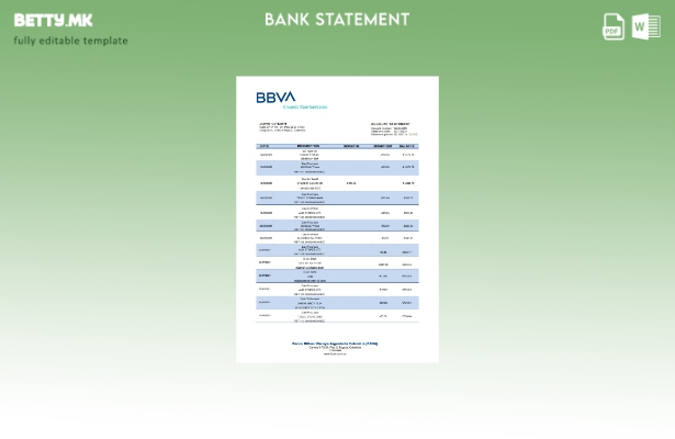 Модерен стил на Колумбија BBVA шаблон за извод од банка