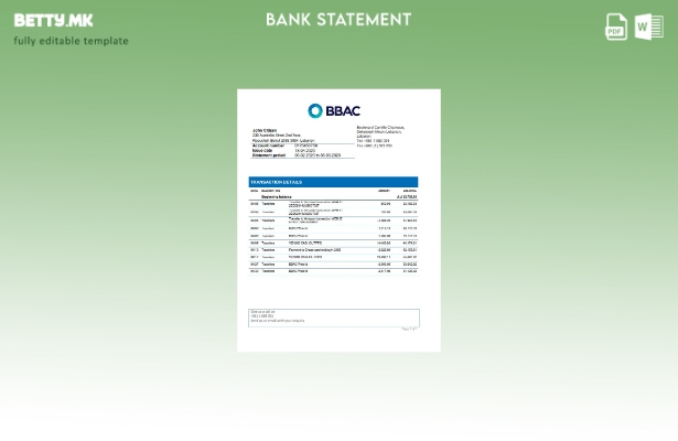 Модерен стил на Либан BBAC шаблон за извод од банка