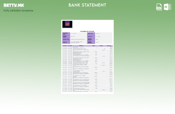 Модерен стил на Нигерија FCMB шаблон за зборови за изводи од банка
