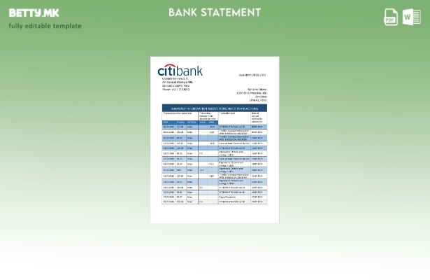 Модерен стил на Перу Ситибанк за извод од банкарски шаблон