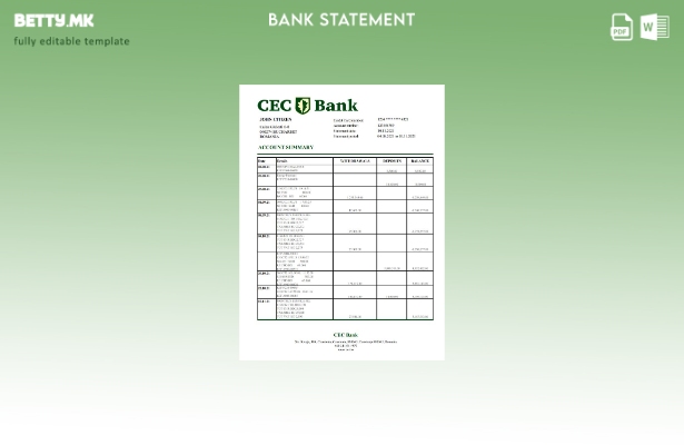 Модерен стил на Романија CEC банкарски шаблон ексел