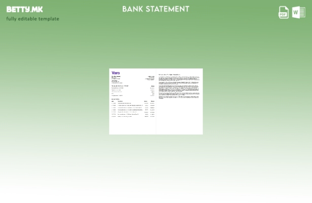 Модерен стил на САД Калифорнија Варо шаблон за збор страници за извод од банка