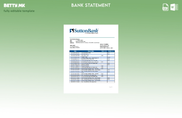 Модерен стил на САД Охајо Сатон шаблон за извод од банка