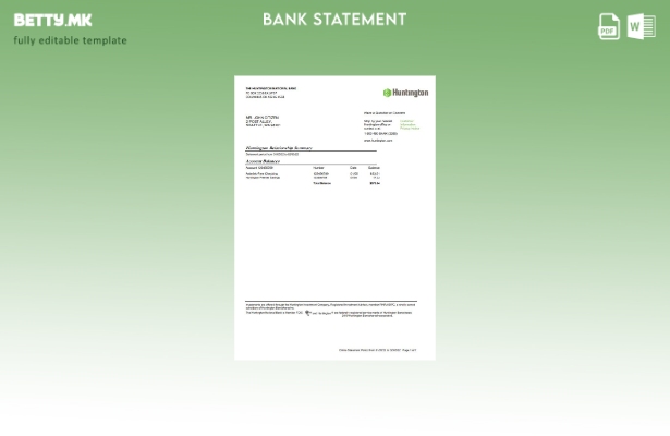 Модерен стил на САД Охајо Хантингтон извод од банкарски шаблон за збор страница