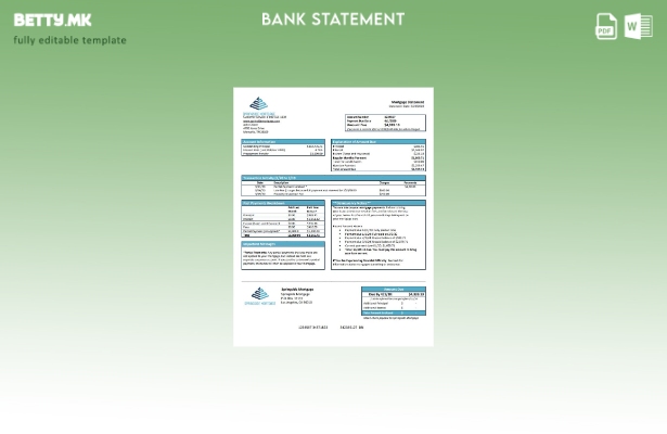 Модерен стил на САД Спрингсајд хипотека шаблон извод од банка
