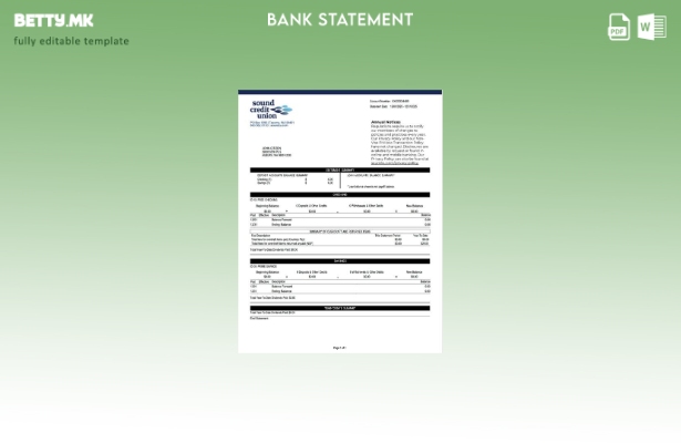 Модерен стил на САД шаблон за зборови за извод на сметката за кредитна унија на