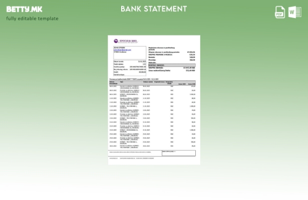 Модерен стил на Србија шаблон за зборови за извод од сметката на Комерцијална ба
