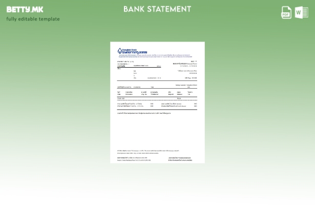 Модерен стил на ексел шаблон за извод на банкарска сметка во Тајланд Бангкок