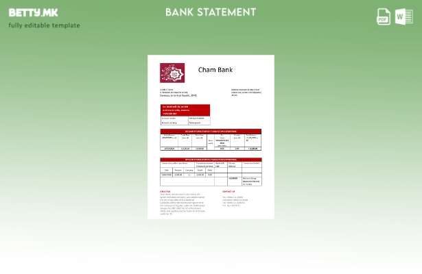 Модерен стил на сириската Чамска банка за шаблон за збор за изјава за адреса