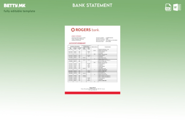 Модерен стил на шаблон за збор за извод од банка Роџерс во Канада