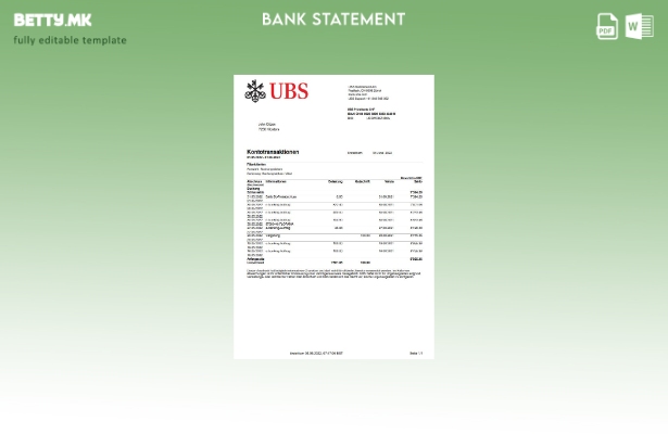 Модерен стил на шаблон за збор за извод од банка УБС на Швајцарија