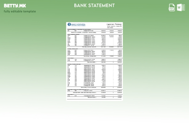 Модерен стил на шаблон за збор за извод од банка во Индонезија