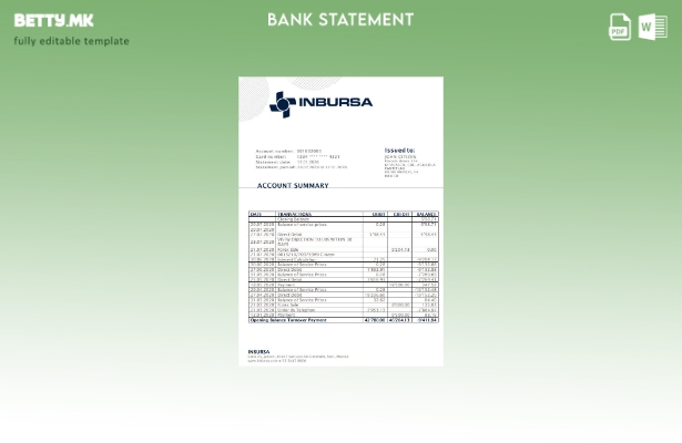 Модерен стил на шаблон за збор за извод од банка во Мексико Инбурса