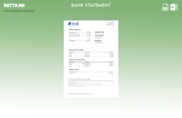 Модерен стил на шаблон за збор за извод од банка во САД индиски