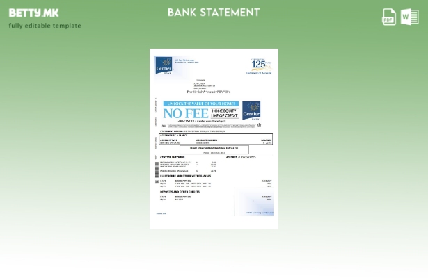 Модерен стил на шаблон за збор за извод од банка во САД Indiana Centier