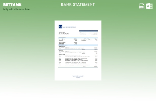 Модерен стил на шаблон за збор за изводи од банкарска сметка на Маршалските Остр