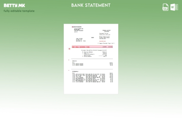 Модерен стил на шаблон за зборови за извод на сметката на Банката на Оклахома на