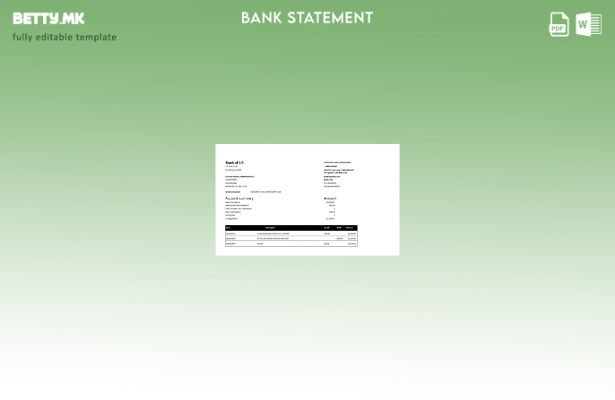 Модерен стил на шаблон за зборови за извод на сметката на Банката на САД