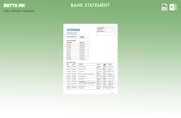 Модерен стил на шаблон за зборови за извод на сметката на САД Coinbase