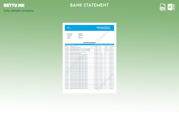 Модерен стил на шаблон за зборови за извод на сметката на Nigeria Union Bank of