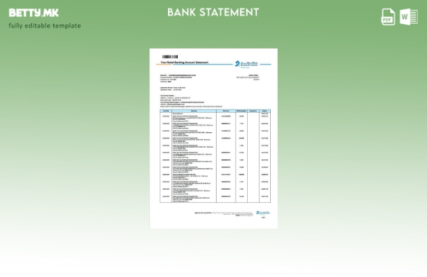 Модерен стил на шаблон за зборови за извод од банкарска сметка во Кувајт Бурган