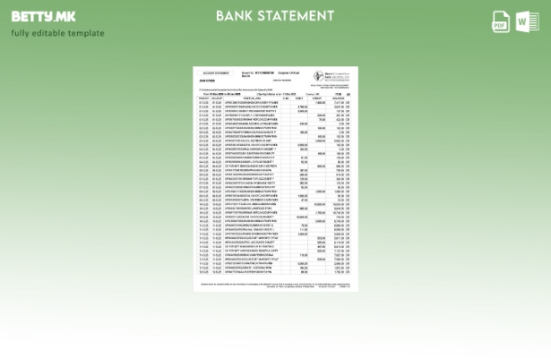 Модерен стил на шаблон за зборови за извод од банкарска сметка за банкарска смет