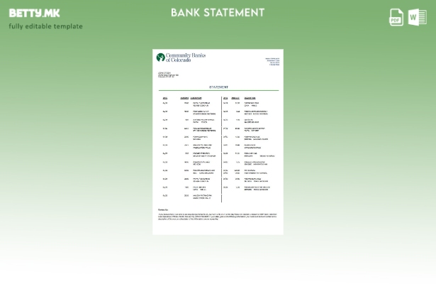 Модерен стил на шаблон за зборови за изјава на банката во заедницата на САД во К