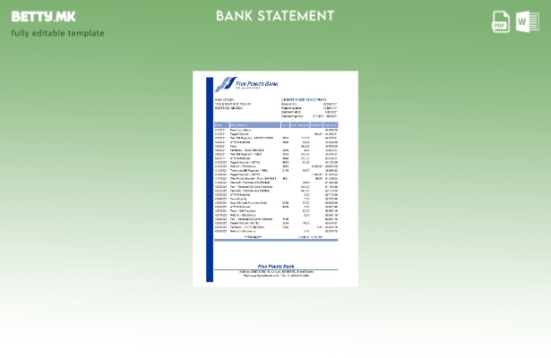 Модерен стил на шаблон за зборови од банкарски извод со пет поени во САД Небраск