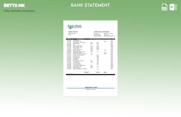 Модерен стил на шаблон за зборови од банкарски изводи Nauru Eagle