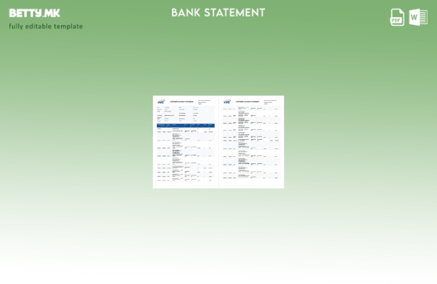 Модерен стил на шаблон за страници за Word изводи од банкарска сметка NMB на Тан