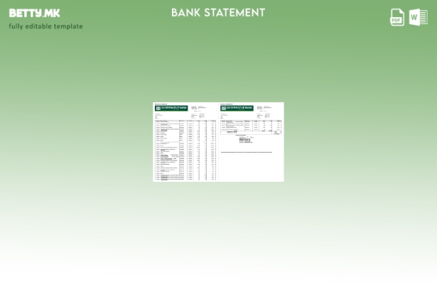 Модерен стил на шаблон за страници на Word за изводи од банкарска сметка на Кооп